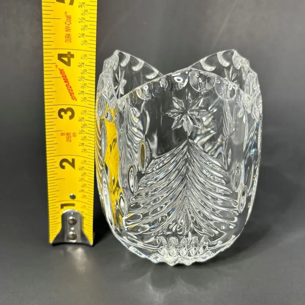 Mikasa Vintage Lead Crystal Christmas Votive Candle Holder West Germany Holiday